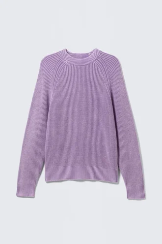 Jerséu de algodón de punto holgado – Mezcla de morado lavado