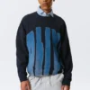 Jerséu de algodón de punto oversize con estampados – Azul marino – Alive
