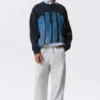 Jerséu de algodón de punto oversize con estampados – Azul marino – Alive