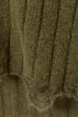 Jerséu de cuello alto con canalé desgastado – Verde oscuro