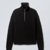 Jerséu de cuello alto con media cremallera de mezcla de lana – Negro Jerséu de cuello alto con media cremallera de mezcla de lana – Negro