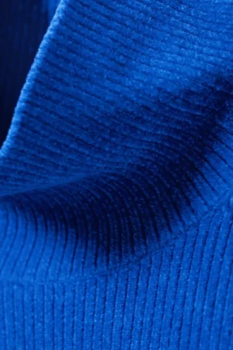 Jerséu de cuello alto de chenilla de punto elástico – Azul brillante