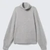 Jerséu de cuello alto oversize de lana – Gris jaspeado Jerséu de cuello alto oversize de lana – Gris jaspeado