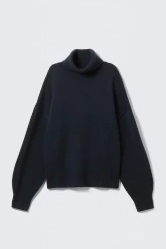 Jerséu de cuello alto oversize de mezcla de lana – Azul marino oscuro Jerséu de cuello alto oversize de mezcla de lana – Azul marino oscuro