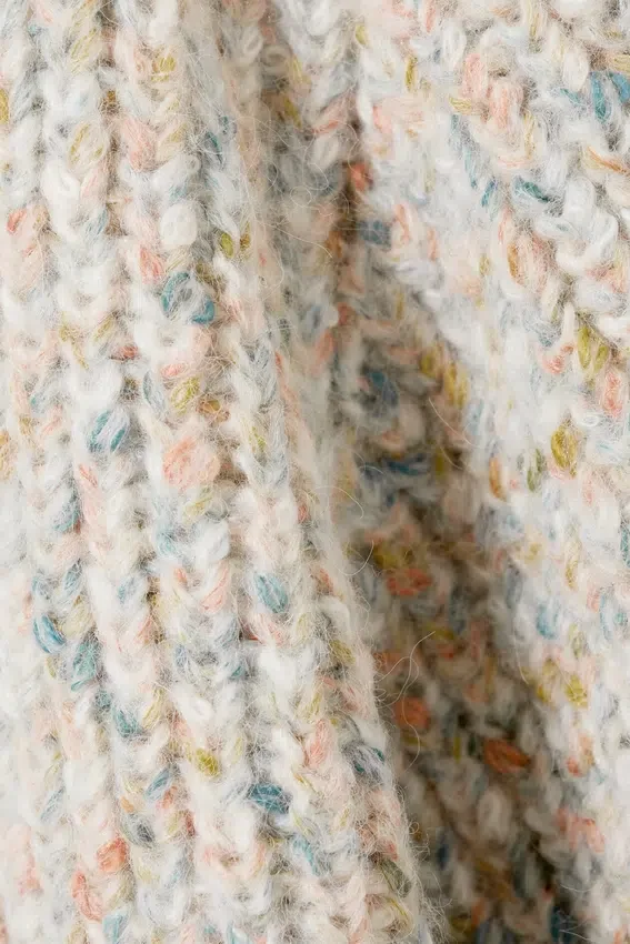 Jerséu de cuello alto oversize de punto – Blanco – Multicolor Jerséu de cuello alto oversize de punto – Blanco – Multicolor