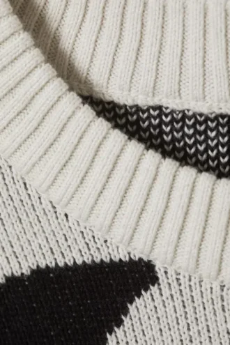 Jerséu de jacquard con estampados gráficos de corte recto – Blanco sucio – Estampado cuadrado