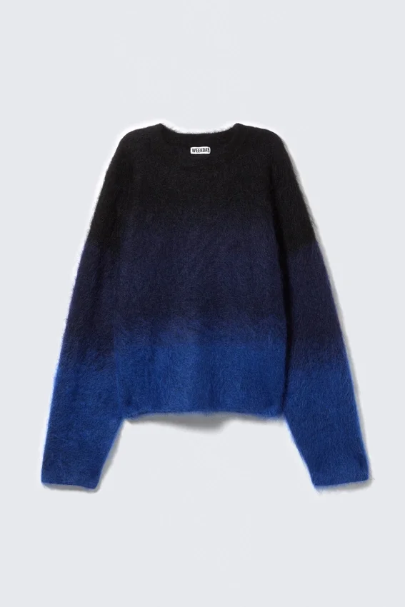 Jerséu de mezcla de mohair desgastado – Negro/Azul desgastado Jerséu de mezcla de mohair desgastado – Negro/Azul desgastado