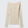 Jerséu de punto ajustado con cuello barco – Beige Jerséu de punto ajustado con cuello barco – Beige