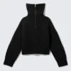 Jerséu de punto con cuello de embudo y doble cremallera – Negro Jerséu de punto con cuello de embudo y doble cremallera – Negro