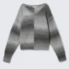 Jerséu de punto con cuello en V y efecto degradado – Gris degradado Jerséu de punto con cuello en V y efecto degradado – Gris degradado