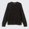 Jerséu de punto con efecto napeado y corte holgado – Negro Jerséu de punto con efecto napeado y corte holgado – Negro