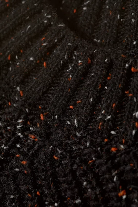 Jerséu de punto con efecto napeado y corte holgado – Negro Jerséu de punto con efecto napeado y corte holgado – Negro