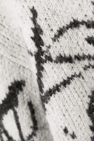 Jerséu de punto con mezcla de lana y estampados con diseños – Blanco – Estampado negro