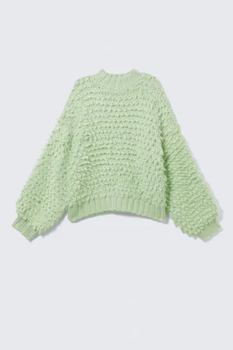 Jerséu de punto con textura en bucle – Verde claro