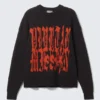 Jerséu de punto de algodón con estampados oversize – Negro