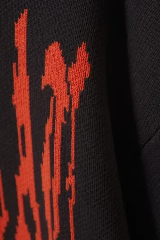 Jerséu de punto de algodón con estampados oversize – Negro