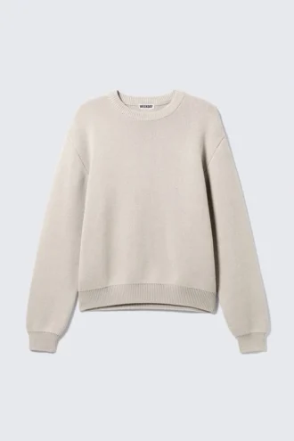 Jerséu de punto de algodón de corte regular – Blanco sucio Jerséu de punto de algodón de corte regular – Blanco sucio
