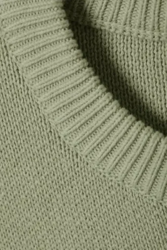 Jerséu de punto de algodón de corte regular – Verde caqui claro