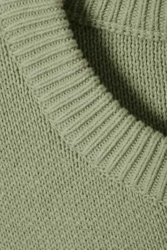 Jerséu de punto de algodón de corte regular – Verde caqui claro Jerséu de punto de algodón de corte regular – Verde caqui claro