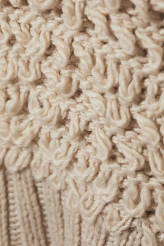 Jerséu de punto de bucle texturado – Beige Jerséu de punto de bucle texturado – Beige