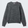 Jerséu de punto de mezcla de lana de corte regular – Gris oscuro