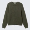 Jerséu de punto de mezcla de lana de corte regular – Verde oscuro Jerséu de punto de mezcla de lana de corte regular – Verde oscuro