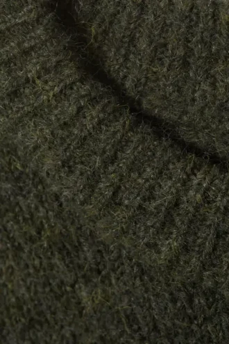 Jerséu de punto de mezcla de lana de corte regular – Verde oscuro