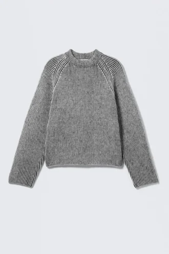 Jerséu de punto en mezcla de lana bicolor – Gris claro bicolor