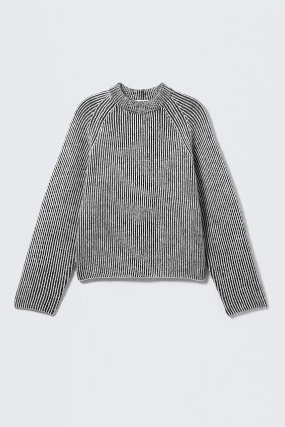 Jerséu de punto en mezcla de lana bicolor – Gris claro bicolor Jerséu de punto en mezcla de lana bicolor – Gris claro bicolor