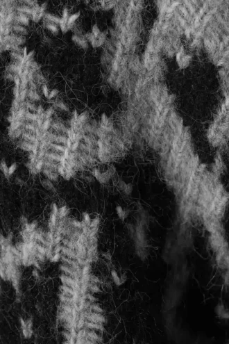 Jerséu de punto Fair Isle oversize – Negro empolvado y gris neblina