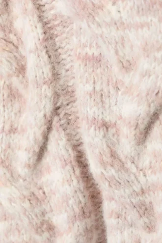 Jerséu de punto grueso con trenzado – Rosa claro jaspeado Jerséu de punto grueso con trenzado – Rosa claro jaspeado