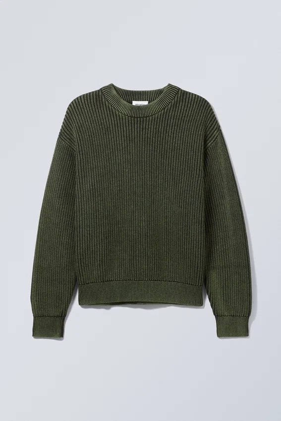 Jerséu de punto grueso de corte regular – Verde medio Jerséu de punto grueso de corte regular – Verde medio