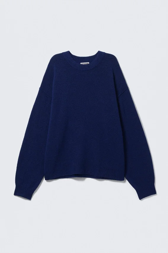 Jerséu de punto holgado – Azul oscuro jaspeado Jerséu de punto holgado – Azul oscuro jaspeado