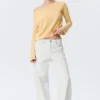 Jerséu de punto holgado con cuello barco – Amarillo claro Jerséu de punto holgado con cuello barco – Amarillo claro
