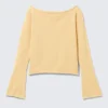 Jerséu de punto holgado con cuello barco – Amarillo claro Jerséu de punto holgado con cuello barco – Amarillo claro