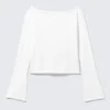 Jerséu de punto holgado con cuello barco – Blanco Jerséu de punto holgado con cuello barco – Blanco