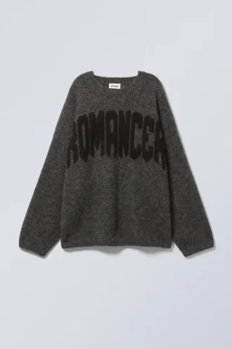 Jerséu de punto holgado con estampados – Gris oscuro – Romancer