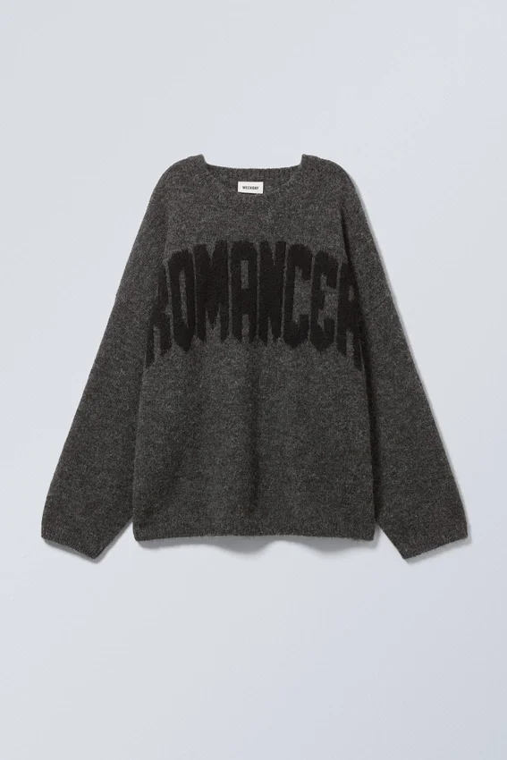 Jerséu de punto holgado con estampados – Gris oscuro – Romancer Jerséu de punto holgado con estampados – Gris oscuro – Romancer