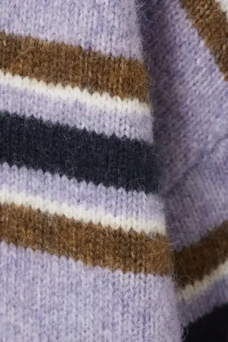 Jerséu de punto holgado con estampados – Rayas multicolor moradas