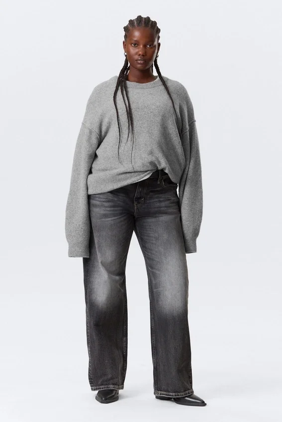 Jerséu de punto holgado – Gris jaspeado Jerséu de punto holgado – Gris jaspeado