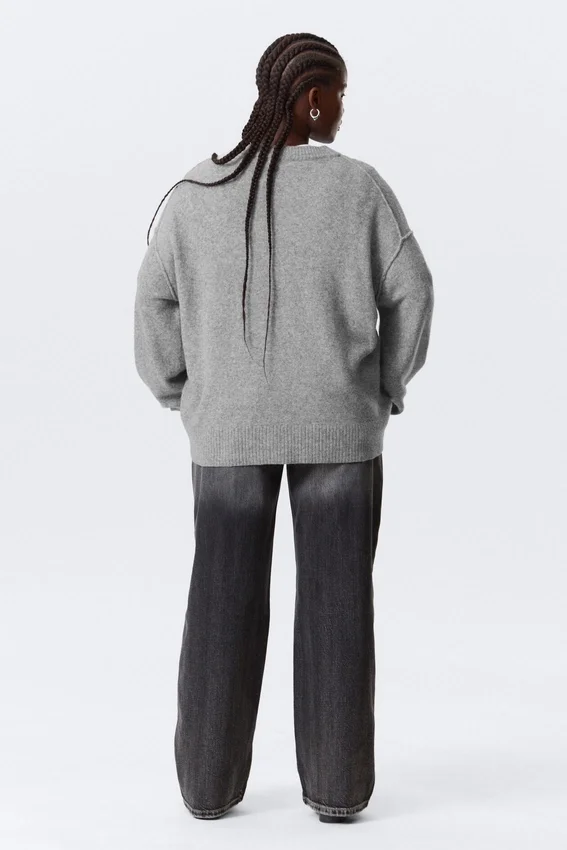 Jerséu de punto holgado – Gris jaspeado Jerséu de punto holgado – Gris jaspeado