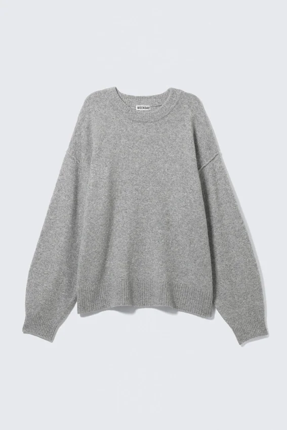 Jerséu de punto holgado – Gris jaspeado Jerséu de punto holgado – Gris jaspeado