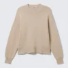 Jerséu de punto holgado y cuadrado – Beige Jerséu de punto holgado y cuadrado – Beige