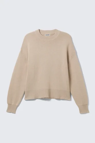 Jerséu de punto holgado y cuadrado – Beige