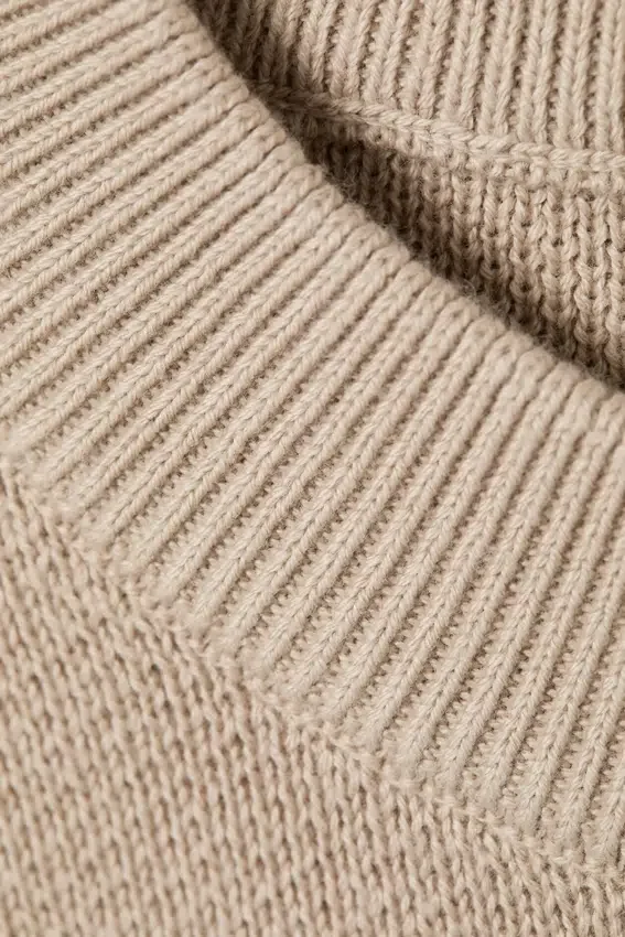 Jerséu de punto holgado y cuadrado – Beige Jerséu de punto holgado y cuadrado – Beige