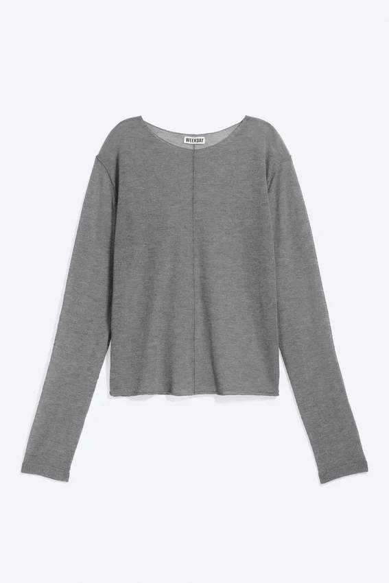 Jerséu de punto holgado y transparente – Gris jaspeado Jerséu de punto holgado y transparente – Gris jaspeado