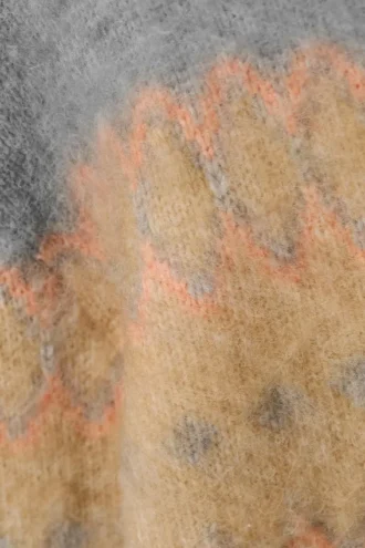 Jerséu de punto mullido de corte holgado – Beige/Gris Fairisle Jerséu de punto mullido de corte holgado – Beige/Gris Fairisle