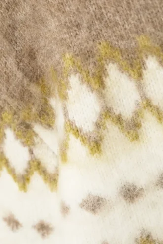 Jerséu de punto mullido de corte holgado – Blanco/Beige oscuro Fairisle