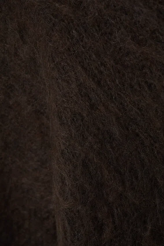 Jerséu de punto mullido de corte holgado – Marrón oscuro Jerséu de punto mullido de corte holgado – Marrón oscuro