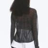 Jerséu de punto suelto y transparente – Rayas gris oscuro Jerséu de punto suelto y transparente – Rayas gris oscuro